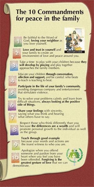 the 10 commandments for peace in the family