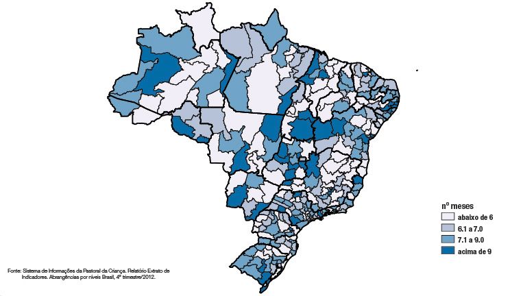 Numero de meses que as gestantes sao acompanhadas - 4 tri 2012
