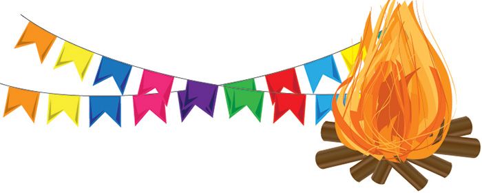 festa junina bandeirinhas e fogueiras