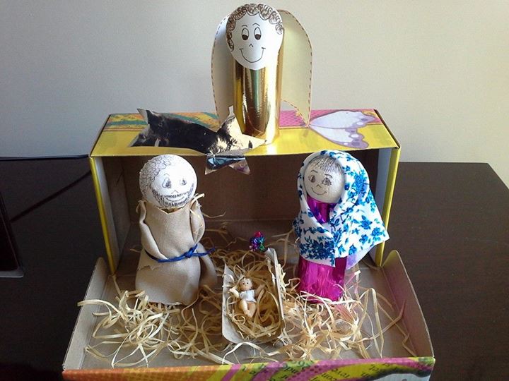 Presepio natalino com material reciclado