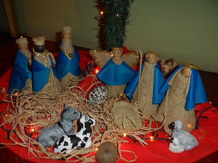 Presepio natalino com material reciclado