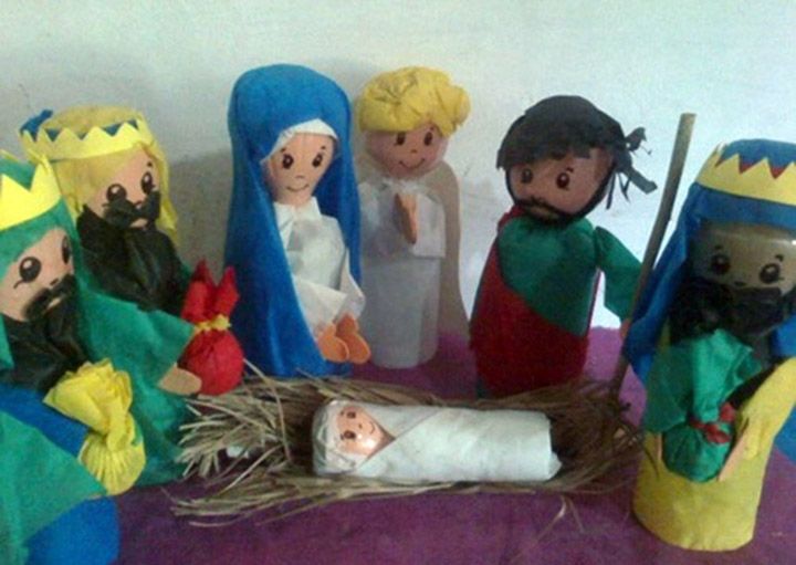 Presepio natalino com material reciclado