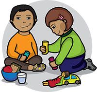P5 criancas brincando e comendo