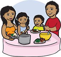 P7 familia comendo na mesa